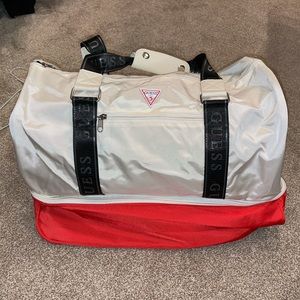 Guess gym duffel bag red and beige